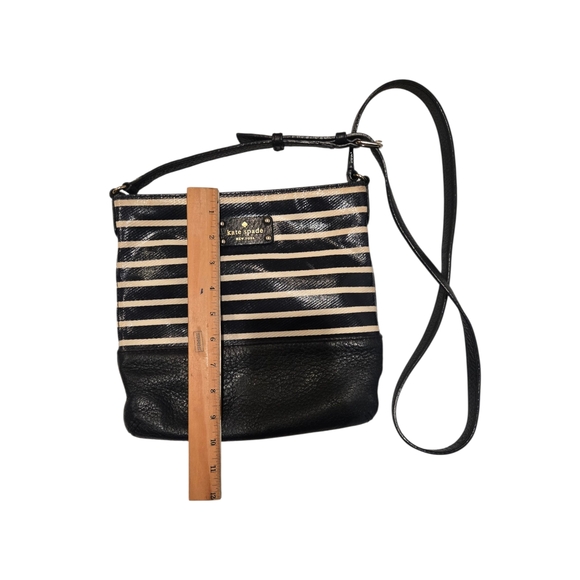Kate Spade Black and Cream Striped Crossbody Leather Women's Bag - Picture 4 of 11